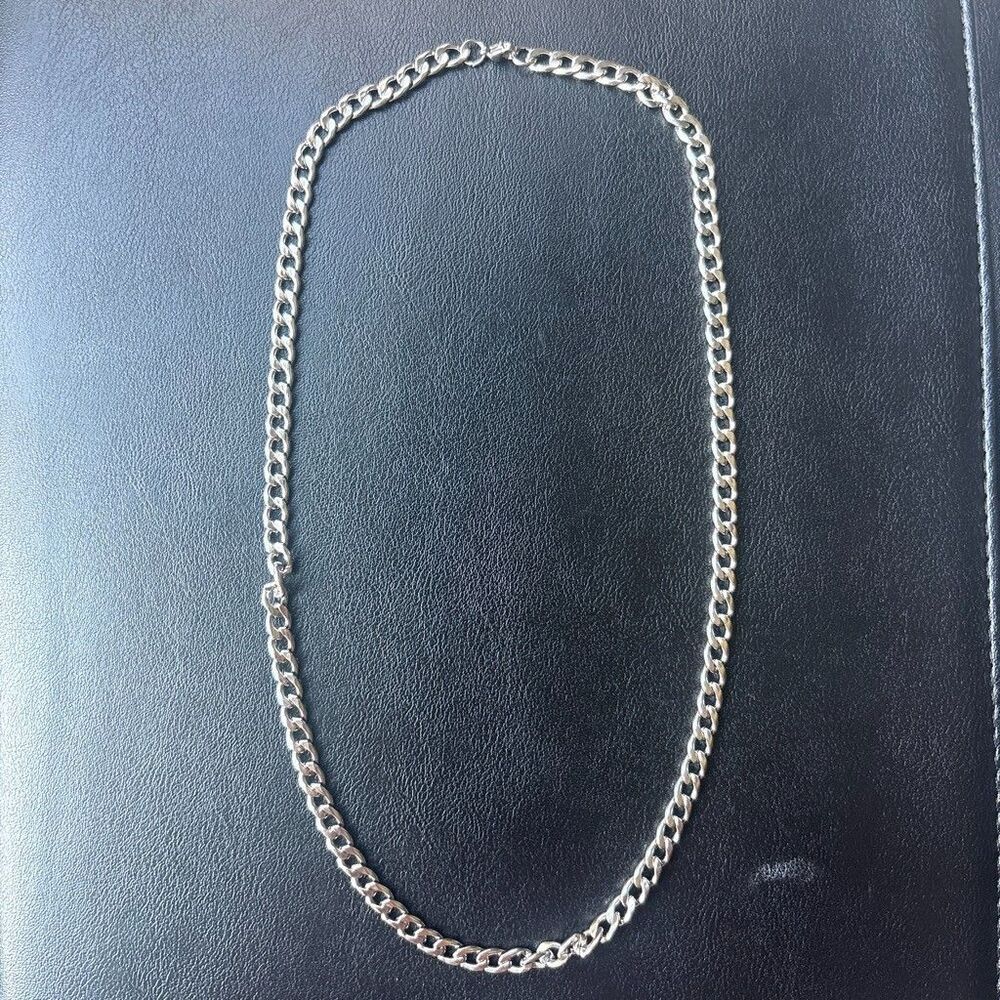 20" 6mm Silver Cuban Link Chain Necklace Stainless Steel Daily Wear Men Women